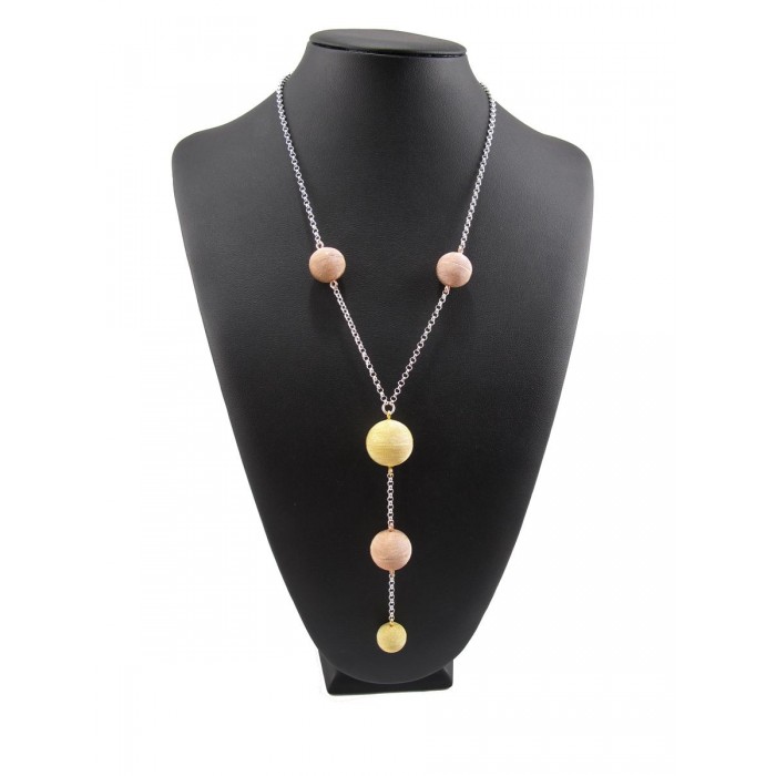 Collana filigrana sarda argento rosa e giallo 